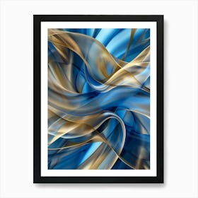 Abstract Blue And Gold 5 Art Print