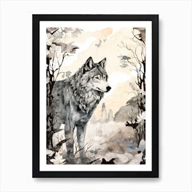 Tundra Wolf Vintage Painting 3 Art Print