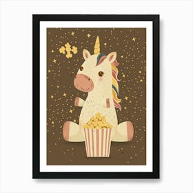 Muted Pastels Unicorn Eating Popcorn 2 Art Print