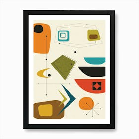 Mid Century Modern Abstract Shapes Pattern 1 Art Print