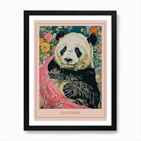 Floral Animal Painting Giant Panda 4 Poster Art Print