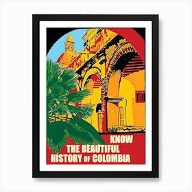 History Of Colombia, Vintage Travel Poster Art Print