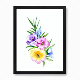 Freesia 2 Watercolour Flower Art Print