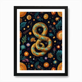 Snakes And Flowers 2 Art Print