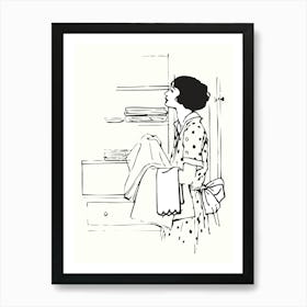 Woman Sorting Clothes Laundry Art Art Print