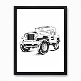 Jeep Wrangler Line Drawing 1 Art Print