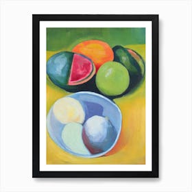 Watermelon Bowl Of fruit Art Print