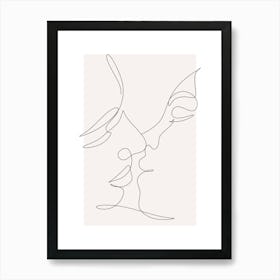 Couple Monoline Asthetic Mnimalist Drawing Art Print