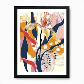 Colourful Flower Illustration Kangaroo Paw Flower 3 Art Print