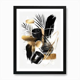 Abstract Black And Gold Painting 16 Art Print