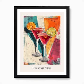 Cocktail Time Tile Watercolour Poster 6 Art Print