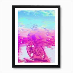 Bike Rider Neon Art Print