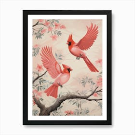 Vintage Japanese Inspired Bird Print Northern Cardinal 2 Art Print