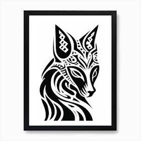 Linocut Fox Pattern 9 Art Print