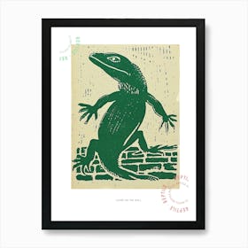 Lizard On The Brick Wall Bold Block 3 Poster Art Print