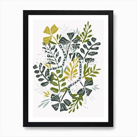 Papercut Leaves Bouquet Green Art Print