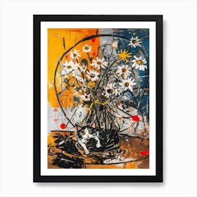 Aster With A Cat 3 Abstract Expressionism  Art Print