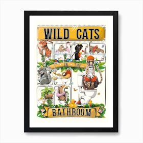 Wildcats In The Bathroom Art Print