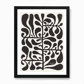 Linocut Plant 1 / Black & White Art Print