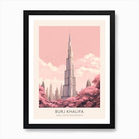 Burj Khalifa Dubai United Arab Emirates Travel Poster Art Print
