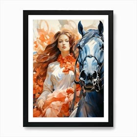 Girl With A Horse Art Print