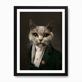 Short Liam The English Grey Cat Pet Portraits Art Print