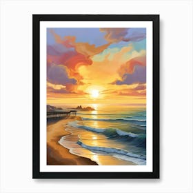 Sunset At The Beach.Vincent Willem Van Gogh, frescoes.1 Art Print