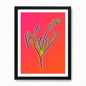 Neon Dutch Hyacinth Botanical in Hot Pink and Electric Blue n.0528 Art Print