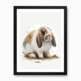 American Fuzzy Rabbit Nursery Illustration 2 Art Print