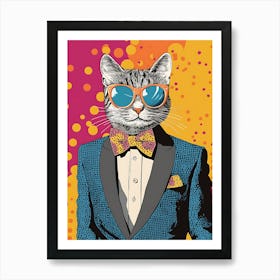 Super Cool Cat Illustration Pop 20 Art Print