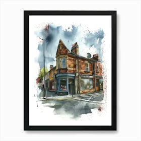 Enfield London Borough   Street Watercolour 2 Art Print