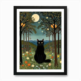 William Morris Black Cat In The Forest 1 Art Print