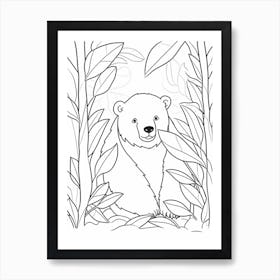 Line Art Jungle Animal Sun Bear 4 Art Print