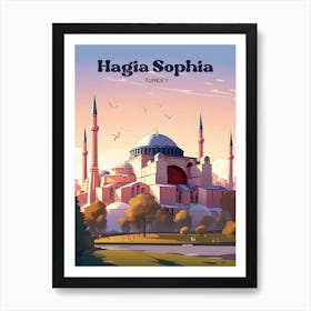 Hagia Sophia Turkey Historic Landmark Travel Illustration Art Print