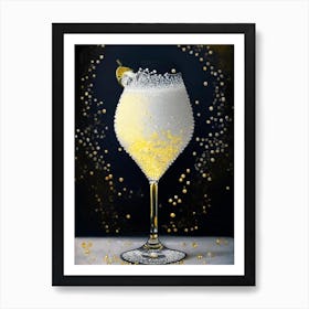 French 75 Pointillism Cocktail Poster Art Print