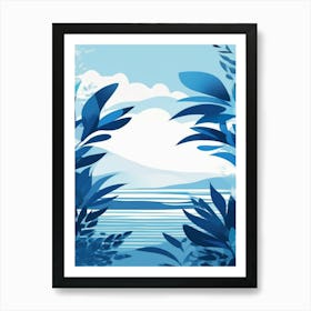 ocean blue leafs print 4 Art Print