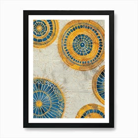 Blue And Yellow Circles 1 Art Print