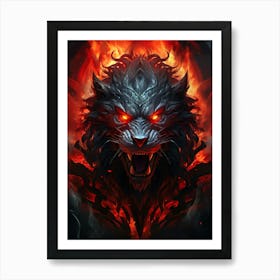 Wolf In Flames 8 Art Print