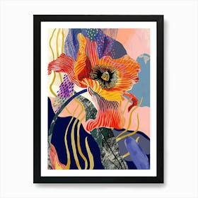 Colourful Flower Illustration Poppy 2 Art Print