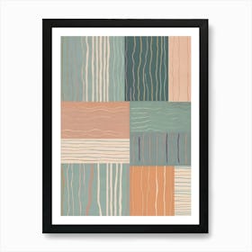 Abstract Pastel Squares and Lines Pattern Art Print