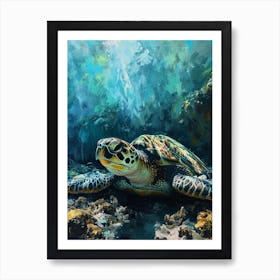 Sea Turtle On The Ocean Floor 2 Art Print