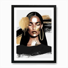 Black Woman With Gold Paint 1 Art Print