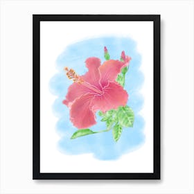 Hibiscus Red Flower Art Print