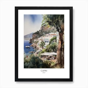 Capri Watercolour Travel Poster 5 Art Print