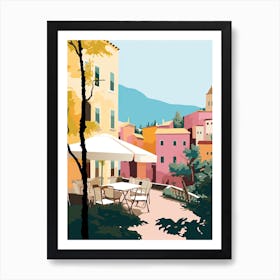 Taormina, Italy, Flat Pastels Tones Illustration 4 Art Print