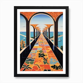 King Fahd Causeway, Saudi Arabia Colourful 1 Art Print