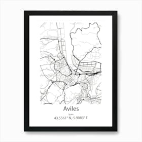 Aviles,Spain Minimalist Map Poster