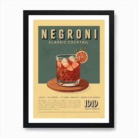 Negroni Classic Cocktail Art Print