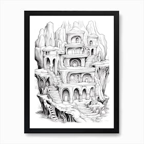 The Cave Of Wonders (Aladdin) Fantasy Inspired Line Art 2 Art Print