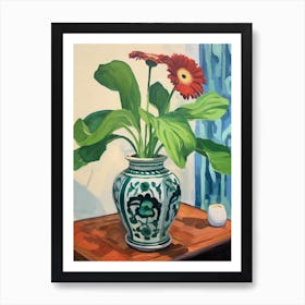 Flowers In A Vase Still Life Painting Gerbera Daisy 3 Art Print